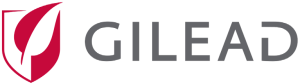 The Gilead logo features a red shield with a white leaf beside the gray uppercase word GILEAD.
