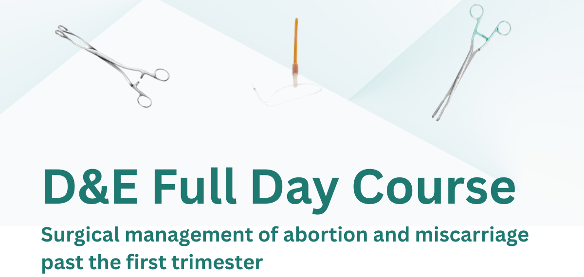 A flyer advertising a BSACP D&E course features surgical instruments and lists the event as June 8, 2026, in London.